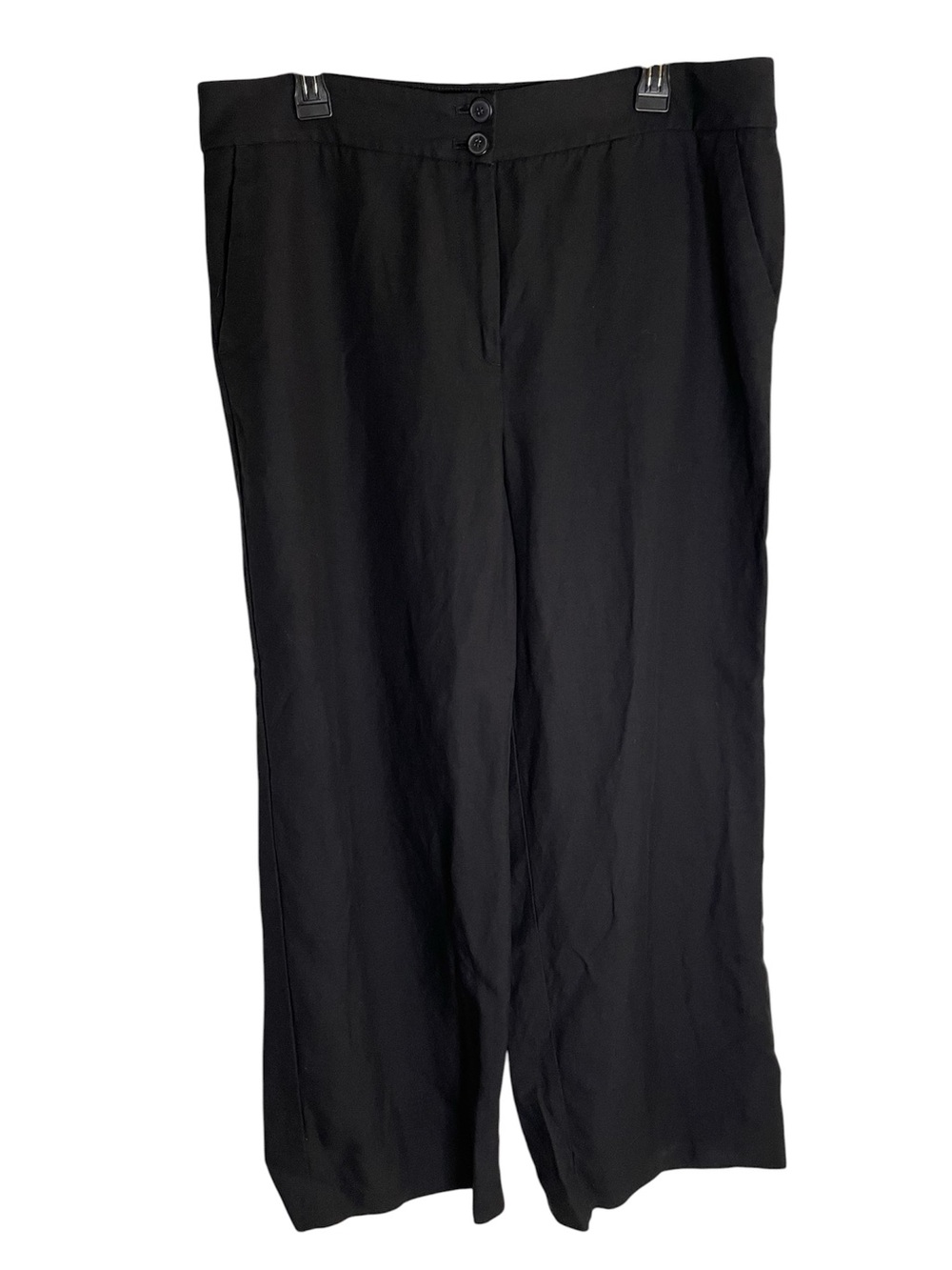Talbots Women's Black Wide Leg Greenwich Pants Tencel Linen Blend Size 16